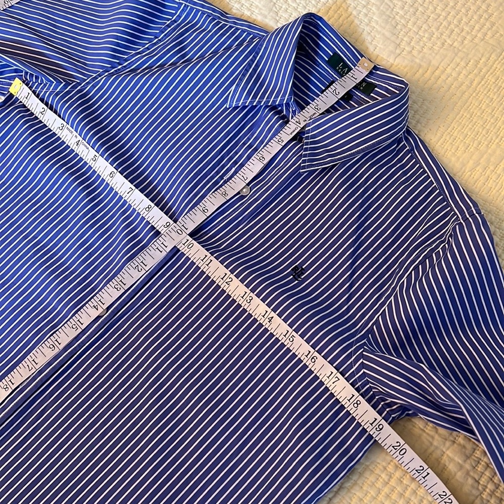 LAUREN BLOUSE Blue White Stripe  Small C9 - Picture 8 of 10